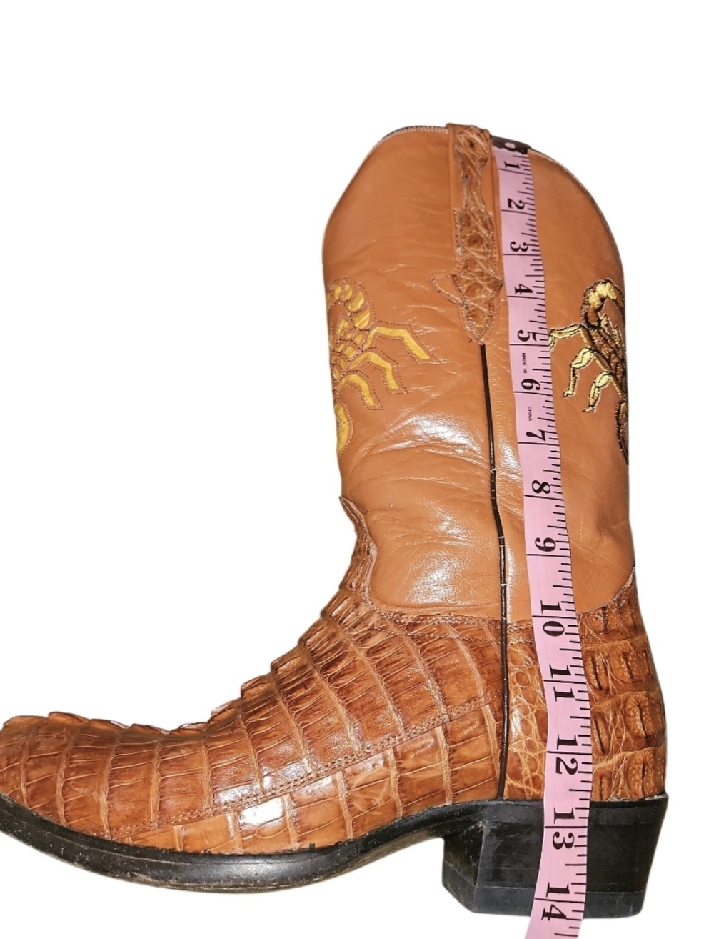 El Alacrán de Durango Western Boots Exotic Caiman Tail 8.5 Cognac Style 7934 - Picture 15 of 17